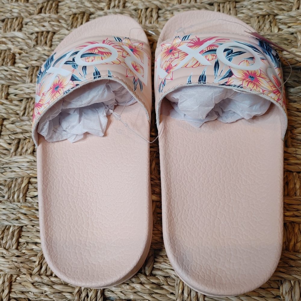 Roxy Slippy RO Floral Sport Slide Sandals (For Girls), Light Pink - Picture 6 of 12